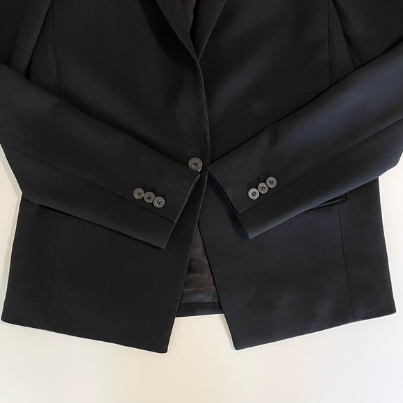 J Brand Two Tone Blazer Button Front Suit Jacket Black Size 2 Classic Neutral - Picture 10 of 12